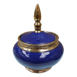 Sopera Porcelana Azul con dorado 29 x 24 cm (Yemanja ) - 12 in